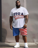 Independence Day Simple Flag USA Letter Print Large Men's Suit